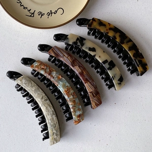 Handmade French Cellulose Acetate Banana Hair Clips Anti Slip Leopard Tortoiseshell Pattern Vertical Ponytail Holder For Women