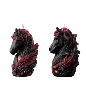 Molde de silicona para velas de cabeza de caballo con textura de plumas para manualidades