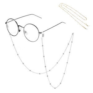Minimalist metal eyewear chain set in silver and gold colors for glasses and masks