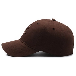 Classic dark brown cotton baseball cap with vintage embroidered LA logo in white