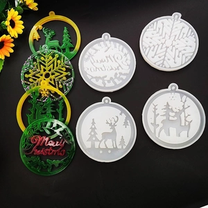 Christmas snowflake and elk resin silicone molds for DIY Merry Christmas pendant making