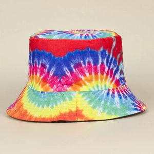 Cappello a secchiello reversibile tie-dye colorato per protezione solare all'aperto