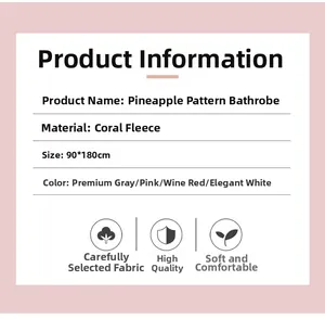 Detailed specifications of coral fleece bathrobe measuring 90x180cm in four colors