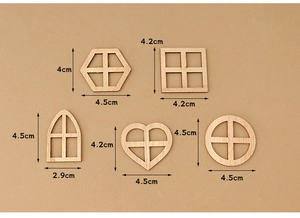 Miniature wooden window frame set with dimensions for DIY Christmas scene decor