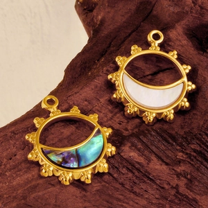 304 Edelstahl Sonnenanhänger mit natürlichem Perlmutt und Abalone-Muschel Einlagen