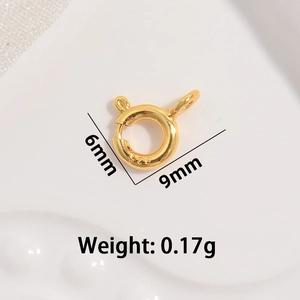 Golden S925 sterling silver spring ring clasp for jewelry making, 6mm x 9mm size