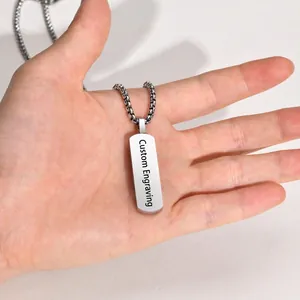 Customizable stainless steel military dog tag necklace with classic bead chain detail