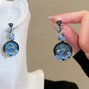 Orecchini a goccia pipa floreali in smalto con ago in argento per donne eleganti