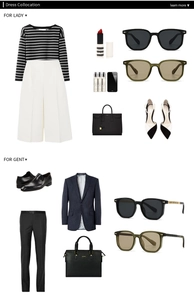Flat lay of retro square pilot sunglasses styled with elegant outfits for men and women