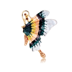 Detailed view of Baroque butterfly brooch with colorful enamel and sparkling rhinestones