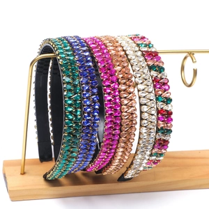 Baroque Teardrop Glass Rhinestone Headband Elegant Metal Alloy Hair Band For Women Vintage Shiny Hair Accessories