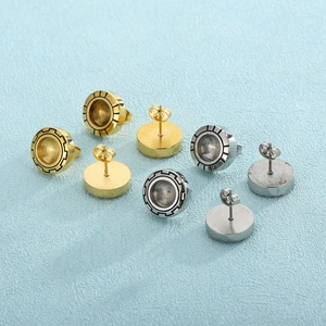 Boucles D'oreilles Puces Géométriques Rondes En Acier Inoxydable Design De Cercle Texturé Pour Fabrication De Bijoux DIY Femmes