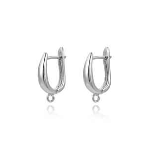 Silver U-shaped earring hooks with bottom loop for DIY jewelry making and charms
