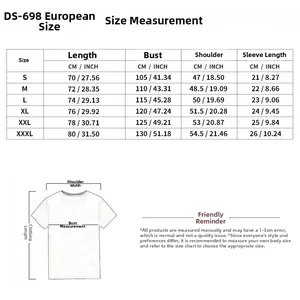 Men's polo shirt size chart in cm and inches including chest width and length measurements