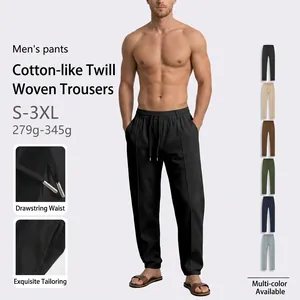 Pantalon décontracté ajusté pour homme avec taille à cordon en noir et autres couleurs
