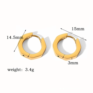Detail view of 18k gold stainless steel hoop earrings with size and weight dimensions