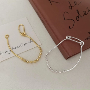 Minimalist 925 sterling silver beaded bracelet set in gold and silver finishes