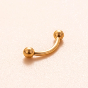 G23 titanium internal thread curved barbell piercing jewelry in polished gold finish