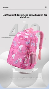 Detail showing ultra-light kids school bag weighing 440g with padded breathable straps