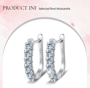 Detail view of moissanite stud earrings featuring S925 sterling silver hallmarking