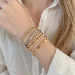 18k gold plated honeycomb geometric cuff bracelet set with sparkling zircon stones