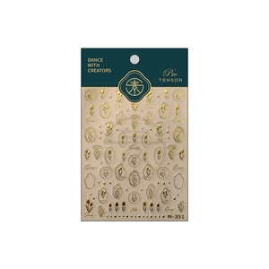 Golden 3D embossed tulip nail art stickers with Spring motif and Pro TENSOR design M-351