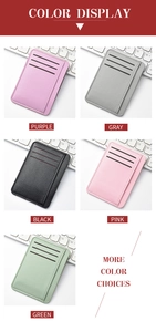 Litchi texture ultra-thin PU leather card holders in purple, gray, black, pink, and green