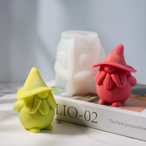 Macro view of flexible silicone gnome mold with heart pattern for DIY plaster crafts