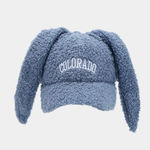 Detail showing plush teddy fleece texture and Colorado embroidery on the baseball cap