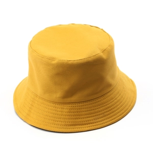 Classic bright yellow cotton canvas bucket hat for sun protection with top stitching detail