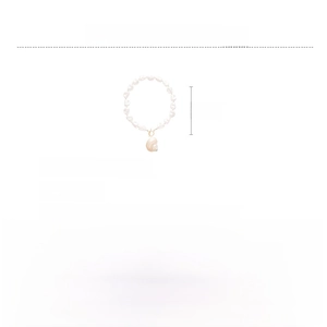 Detail view of shell pendant and imitation pearl necklace with 48cm chain length measurement