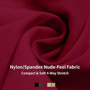 Three-piece yoga set in wine red featuring four-way stretch and soft nude-feel fabric