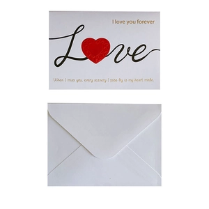 Retro 3D pop-up heart greeting card with white envelope for couples and lovers