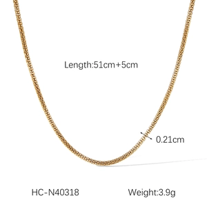 Detail of 18k gold plated stainless steel mesh chain showing 0.21cm width and texture