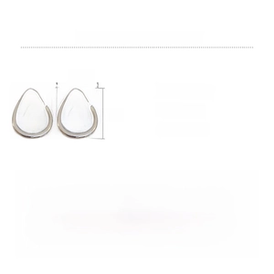 Detail view of silver water drop earrings with dimensions and material specifications