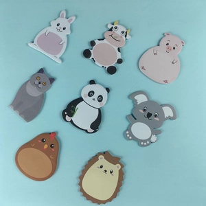 Eight cute animal-shaped colorful sticky notes featuring rabbit, panda, and cat designs