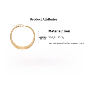 Detailed specs of gold metallic choker with 15.5cm length and 95.5g weight detail