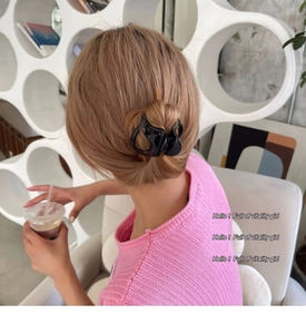 Pince à cheveux noire brillante pour queue de cheval haute et coiffure élégante pour femme