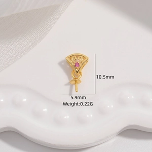 Macro view of gold S925 silver pendant clasp with pink gem and 10.5mm dimension markers