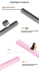 Detail of round comb teeth and ergonomic handle for professional hair styling