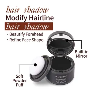 Hairline shadow powder with integrated mirror and sponge puff in dark grey case