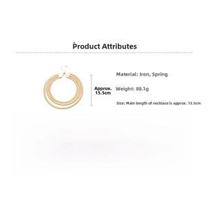 Three-layer gold spring necklace dimensions and weight detail with flat lay design