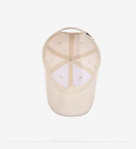 Internal view showing six-panel cotton canvas structure and adjustable metal buckle of cap