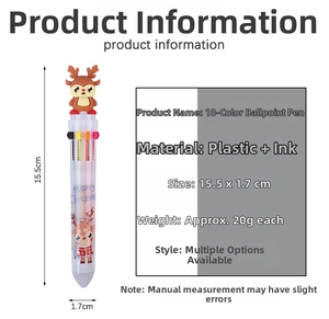 Detail showing dimensions and 10-color ink refill for the reindeer Christmas ballpoint pen