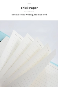 Detail of thick macaron blue PU budget binder with high quality bleed-proof lined paper