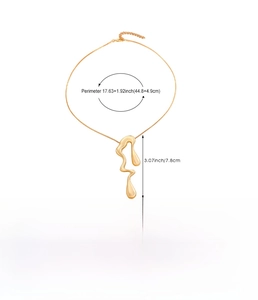 Detailed size specifications for the gold irregular liquid metal pendant with dimensions