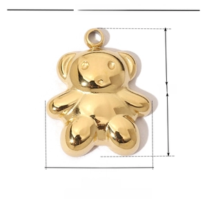Detailed parameter view of a gold bear-shaped stainless steel pendant measuring 15x12mm