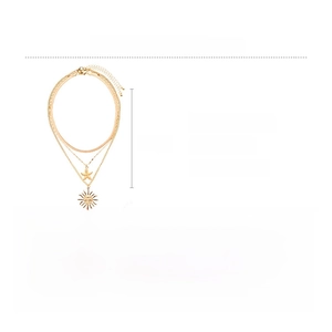 Detailed size chart for golden layered sun and starfish pendant necklace in copper and alloy