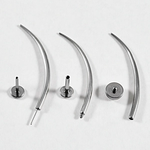 Macro view of 316L stainless steel piercing pins with various connector thread details
