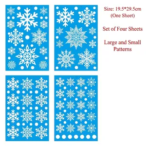 Blue and white snowflake Christmas window clings set of 4 sheets with 111 decals